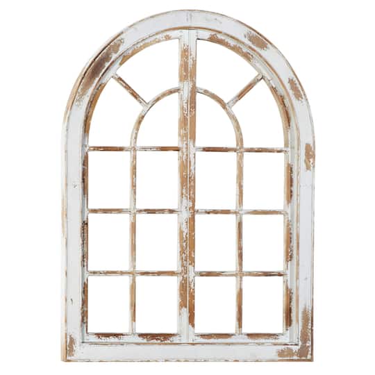 48&#x22; White Vintage Abstract Wood Wall D&#xE9;cor